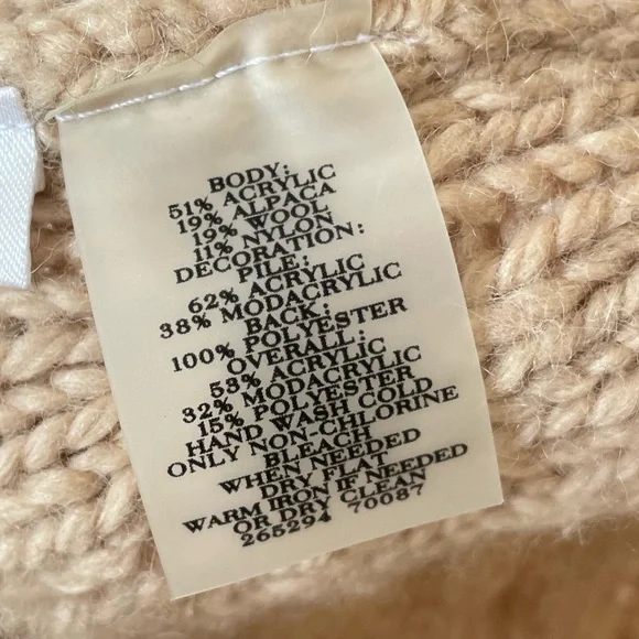 ANN TAYLOR Chunky Tan Fur Shoulder Long Oversized Sweater Vest Size XXS - Picture 9 of 12